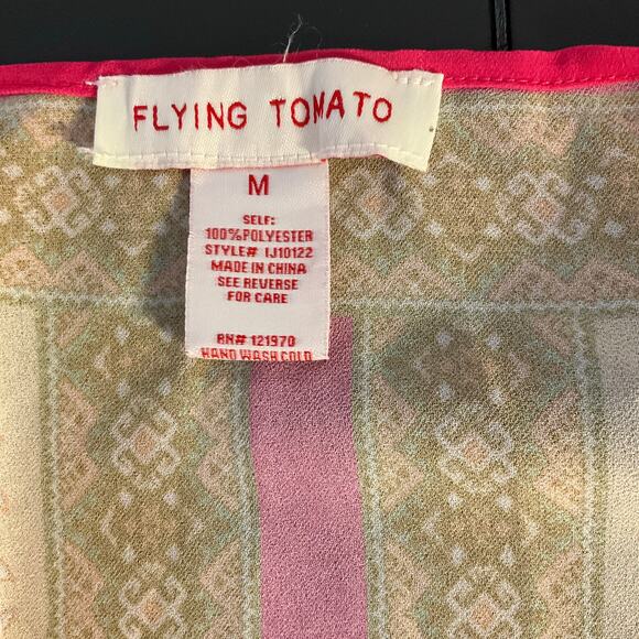 Flying Tomato Pink and Cream Sheer Long Line Duster Kimono Cover Up Size M - Picture 4 of 7